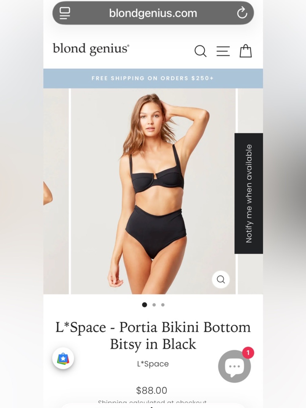 l*space Black High-Waist Bikini Set